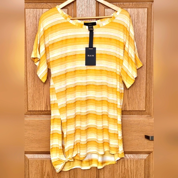 XL Textured Tunic Top • Mustard Yellow & White • "Rain" Brand • NEW • - Picture 4 of 6